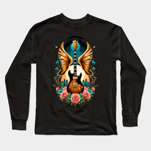 Electric guitar style tattoo colorful 29 Long Sleeve T-Shirt by Dandeliontattoo